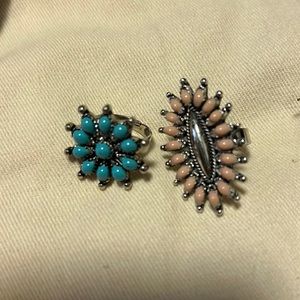 Pair of silver adjustable rings